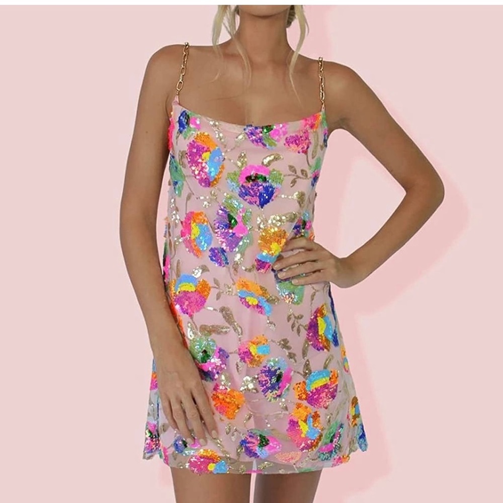 Sequence pink dress